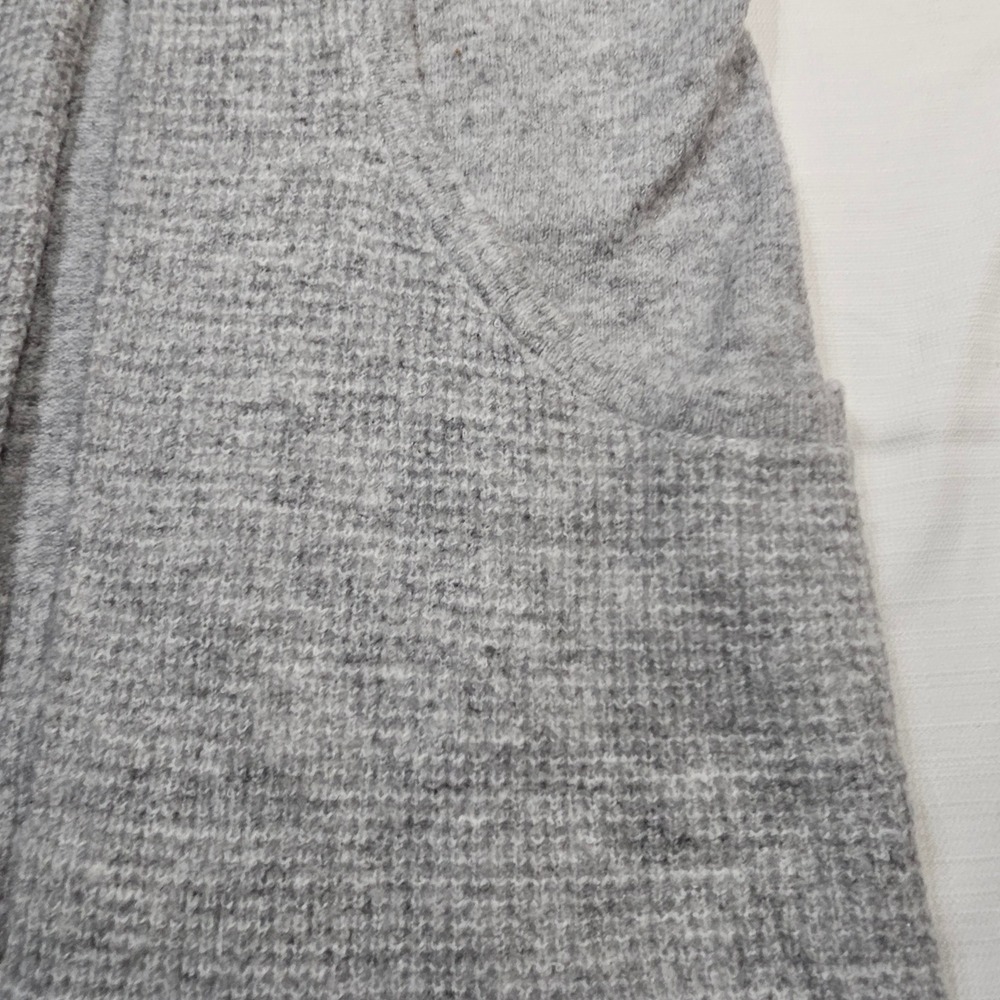 Verve Ami Gray Waffle Knit Shawl Collar Open Front Cardigan Sweater Womans M - Picture 4 of 11